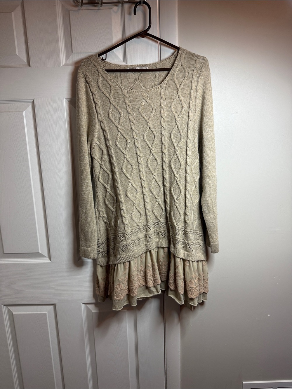 Simply Couture Swearer Dress with Lace Trim Hem